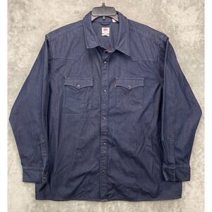 Levi's Men's Barstow Western Shirt XXL Blue Denim Long Sleeve Snap Up